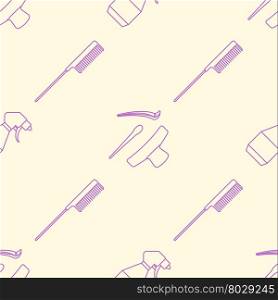 vector pink violet outline design comb hairdresser spray pins seamless decoration pattern isolated light background &#xA;