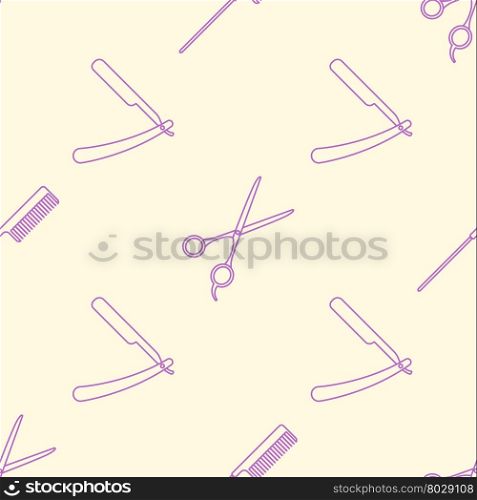 vector pink violet outline design comb scissors razor seamless decoration pattern isolated light background &#xA;