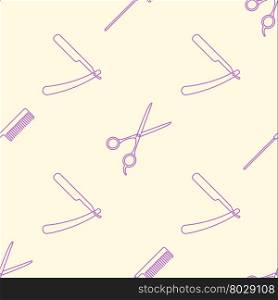 vector pink violet outline design comb scissors razor seamless decoration pattern isolated light background &#xA;