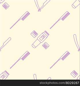 vector pink violet outline design hairdresser machine comb razor seamless decoration pattern isolated light background &#xA;