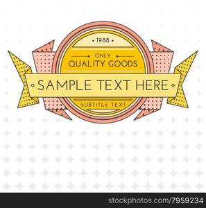 vector pink yellow color outline retro banner template on grey gradient background&#xA;