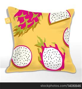 Vector Pitaya or Dragon Fruit Pattern on Pillow or Cushion