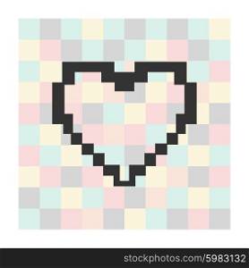 Vector pixel heart icon on a square background. Vector pixel heart icon on a square background.