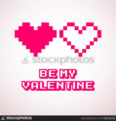 Vector pixel hearts for Valentine&rsquo;s day cards designs