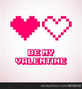Vector pixel hearts for Valentine&rsquo;s day cards designs