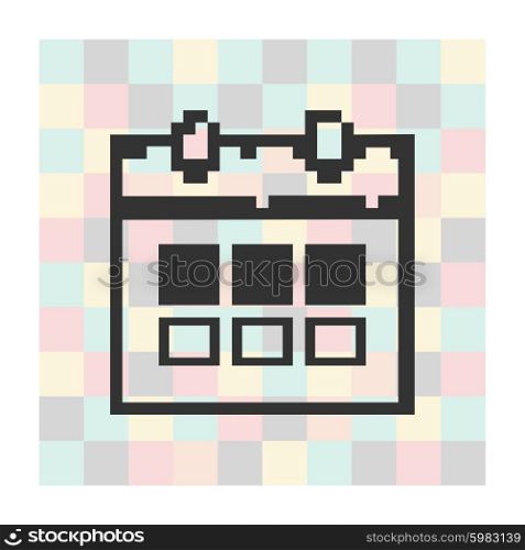 Vector pixel icon calendar on a square background. Vector pixel icon calendar on a square background.