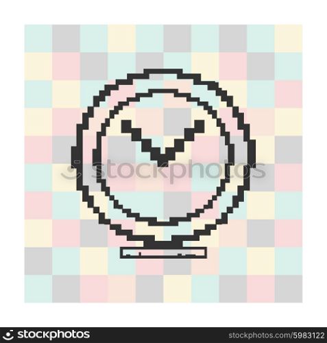 Vector pixel icon clock on a square background. Vector pixel icon clock on a square background.
