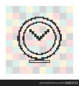 Vector pixel icon clock on a square background. Vector pixel icon clock on a square background.