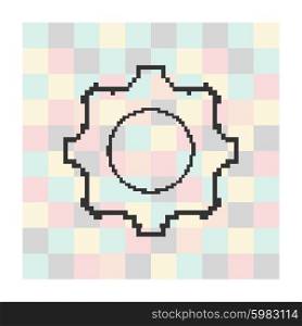 Vector pixel icon cog on a square background. Vector pixel icon cog on a square background.
