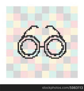 Vector pixel icon glasses on a square background. Vector pixel icon glasses on a square background.