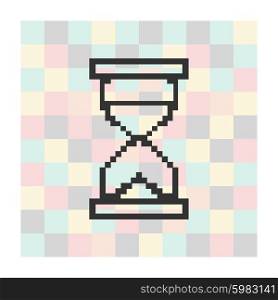 Vector pixel icon hourglass on a square background. Vector pixel icon hourglass on a square background.