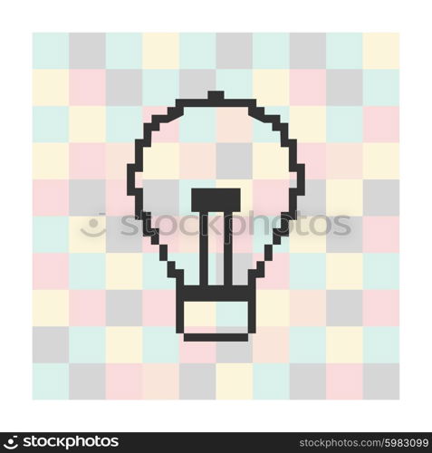 Vector pixel icon light on a square background. Vector pixel icon light on a square background.