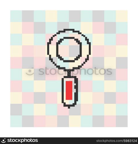 Vector pixel icon magnifying glass on a square background. Vector pixel icon magnifying glass on a square background.