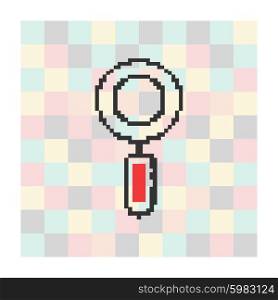 Vector pixel icon magnifying glass on a square background. Vector pixel icon magnifying glass on a square background.
