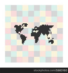 Vector pixel icon map on a square background. Vector pixel icon map on a square background.