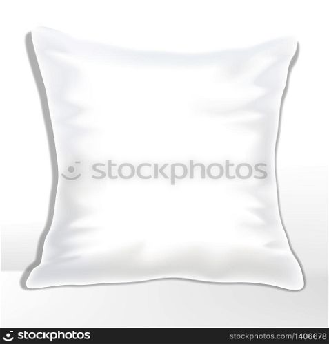 Vector plain and white pillow or cushion mock-up, square shape