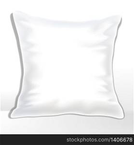 Vector plain and white pillow or cushion mock-up, square shape