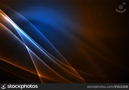 Vector polar lights concept background. Vector polar lights concept, glowig shapes in the dark, abstract background