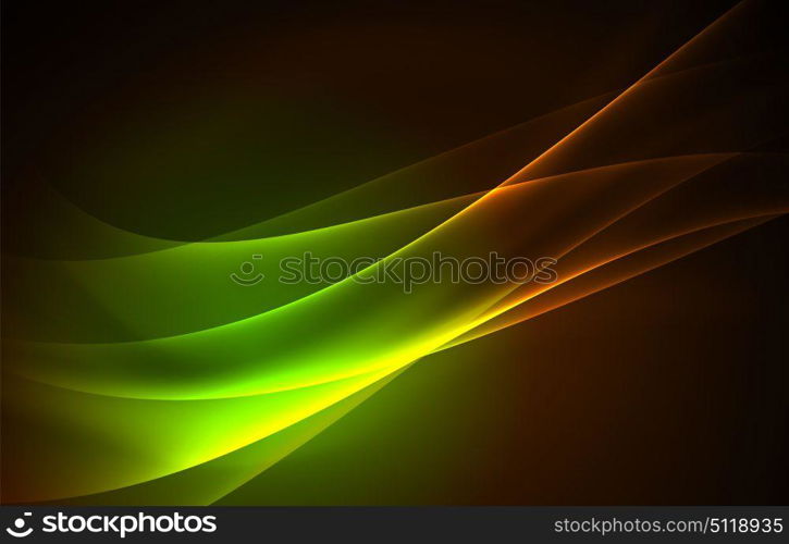 Vector polar lights concept background. Vector polar lights concept, glowig shapes in the dark, abstract background