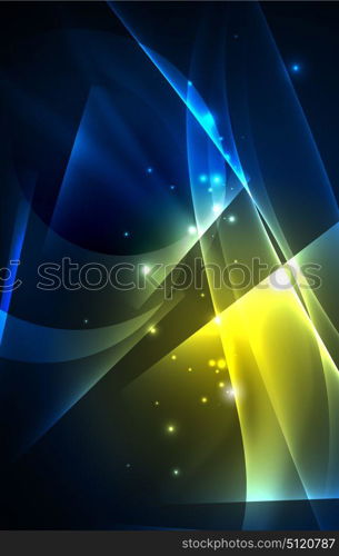 Vector polar lights concept background. Vector polar lights concept, glowig shapes in the dark, abstract background