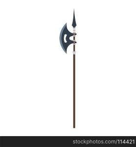 Vector poleaxe weapon medieval illustration icon isolated symbol ancient history. Military battle axe blade knight design