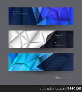 Vector polygon banner set. Polygonal or low poly pattern background. Illustration abstract layout, label design. Futuristic digital technology concept for business, web, template or brochure