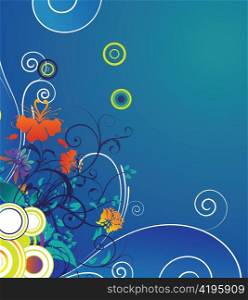 vector popart floral background with circles