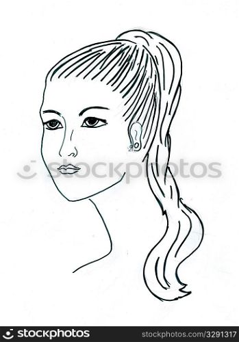 vector portrait of the girl on white background