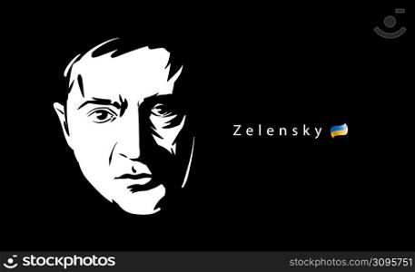 Vector portrait of the President of Ukraine Vladimir Zelensky.. Vector portrait of the President of Ukraine Vladimir Zelensky