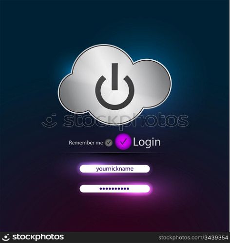 Vector power button. Login page