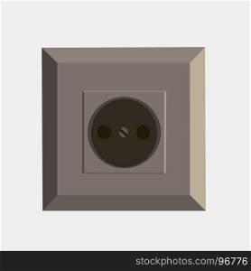 Vector power socket flat icon illustration isolated front vie