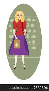 vector pretty young woman shopping in perfume shop