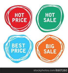 vector price tags. sale offer labels isolated on white background