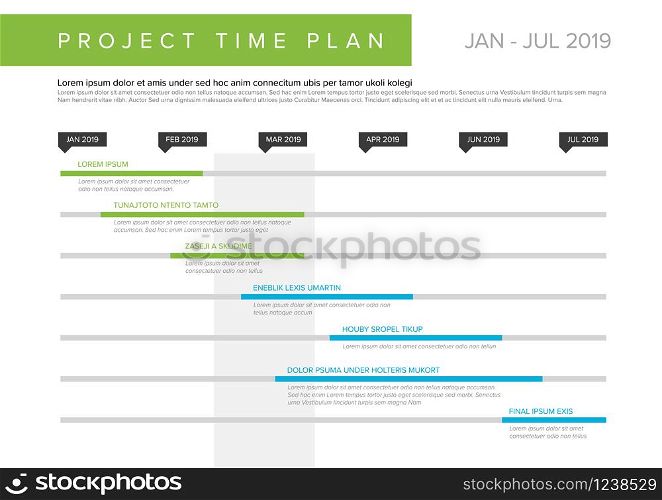 Vector project timeline graph - gantt progress chart of project