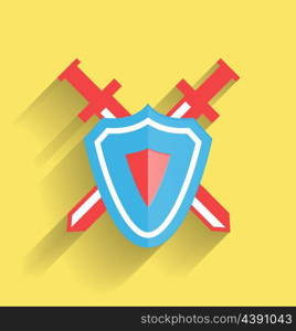 Vector protection shield flat icon
