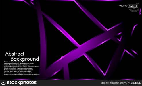 Vector purple ribbon wave on a black background. Layout design templates for modern technology backgrounds
