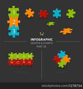 Vector puzzle elements for your infographics - part 12. of my infographic bundle, dark version