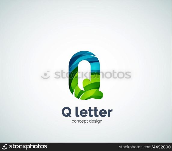Vector Q letter business logo, modern abstract geometric elegant design. Created with waves
