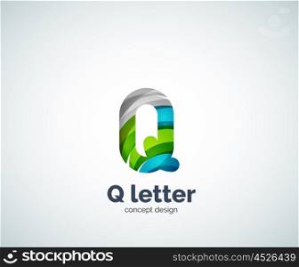Vector Q letter business logo, modern abstract geometric elegant design. Created with waves