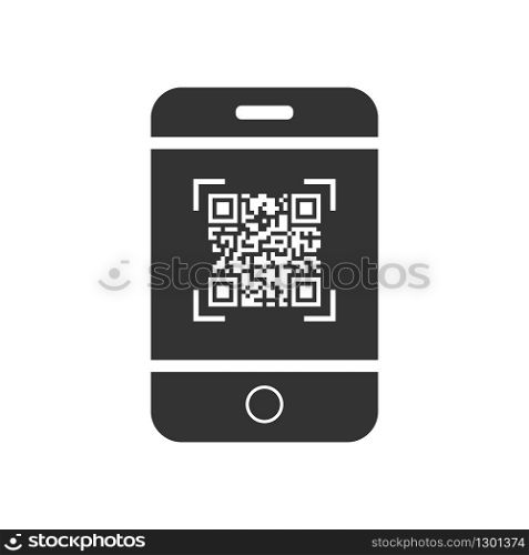 Vector QR code icon, on the smartphone screen. Simple flat design for a logo, a sticker for your site or application