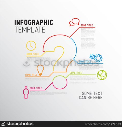 Vector Question Mark Infographic report template made from lines and icons