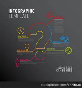 Vector Question Mark Infographic report template made from lines and icons - dark version