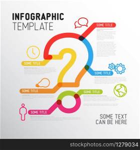 Vector Question Mark Infographic report template made from thick marker lines with icons