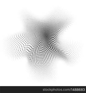 Vector radial halftone black background pattern on white. Vector radial halftone black background pattern