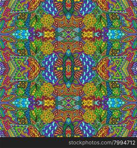 vector rainbow colored hand drawn abstract psychedelic zentangle seamless pattern illustration &#xA;
