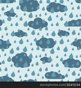 Vector rainy weather seamless pattern. Vector rainy weather seamless pattern. Background with drops and clouds illustration