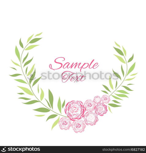 Vector ranunculus flower. Vector illustration of ranunculus flower. Decoration leaves and flowers