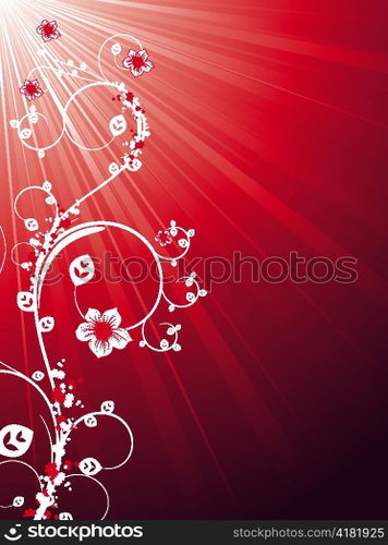 vector rays background with floral