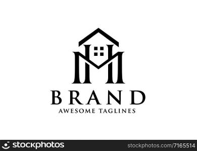 Vector real estate with initial Letter HM or MH Logo design template