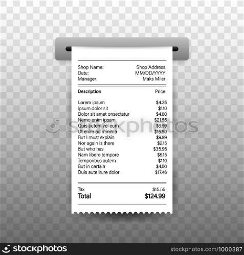 Vector Realistic 3d Paper Printed ATM Transaction Record Receipt Set Closeup Isolated on White Background.. Vector Realistic 3d Paper Printed ATM Transaction Record Receipt Set Closeup Isolated on White Background